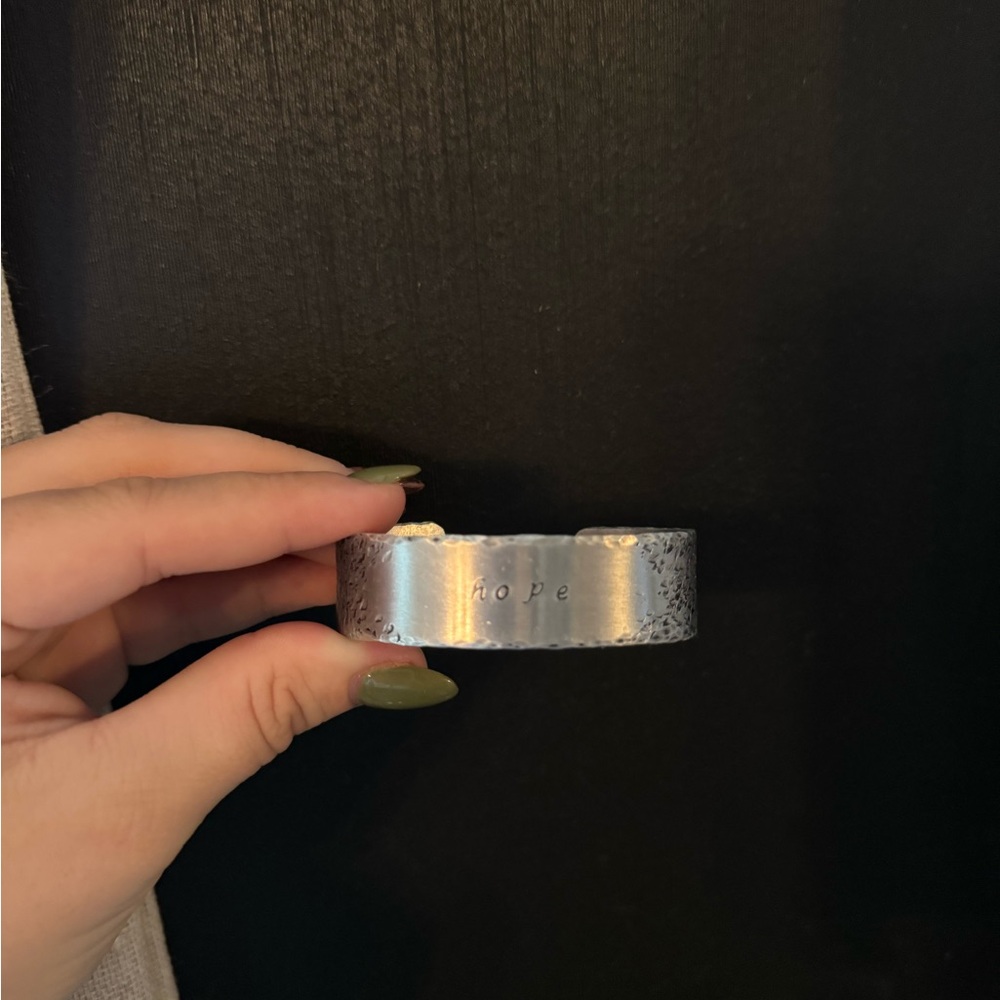 Hand stamped Silver Cuff Bracelet